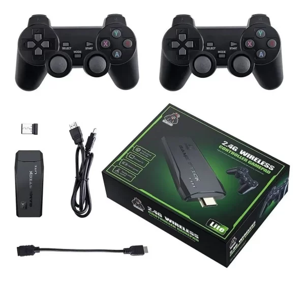 Conjunto de joystick de jogo 4K Ultra HD + 2 controles sem fio (10k de jogos)